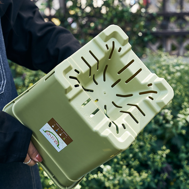 Strawberry pot, square flowerpot, square pot, breathable and root control, green mountain gallon pot, third-generation potted plant, large plastic pot Application Scenario