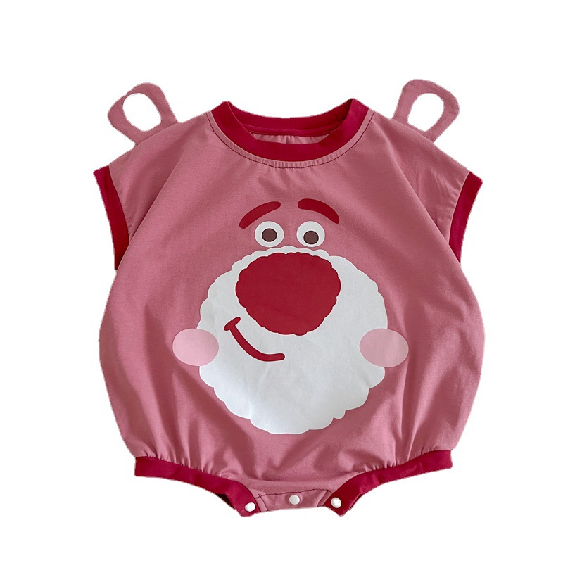 乐宾 0-2岁婴幼儿服装三角包屁衣 卡通造型哈衣草莓小熊棉质爬服详情图5