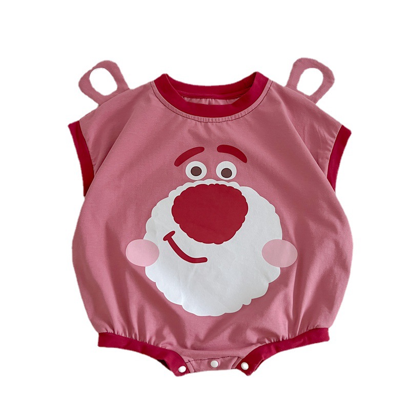 Lebin 0-2 Years Old Baby Clothing Triangle Bag Farts Cartoon Shape Ha Clothing Strawberry Bear Cotton Crawling Suit Item Picture