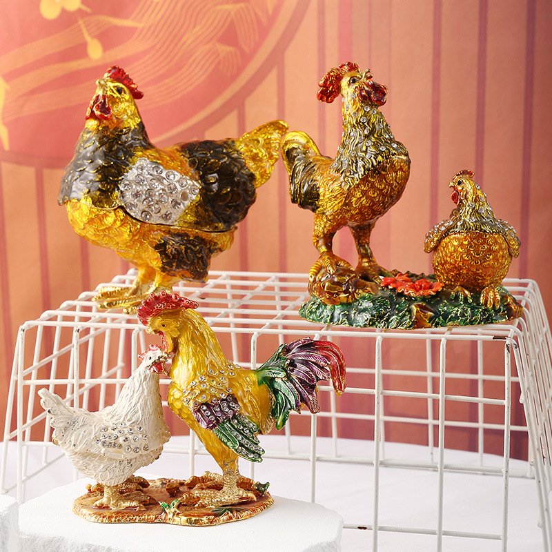 珐琅彩客厅摆件工艺品创意生肖母鸡招财办公室摆件风水批发