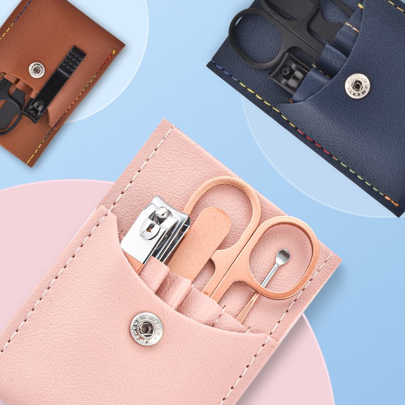 Stainless steel snap folding nail clipper set of 4 pieces, portable nail clippers, manicure and nail care tools, gift wholesale details Picture