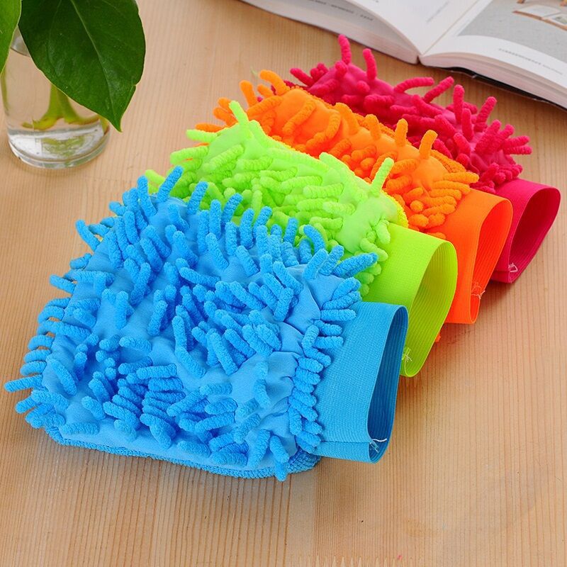 Chenier single and double sided car wash gloves, velvet coral worm car cleaning gloves, special car cleaning tools for beauty and maintenance details Picture
