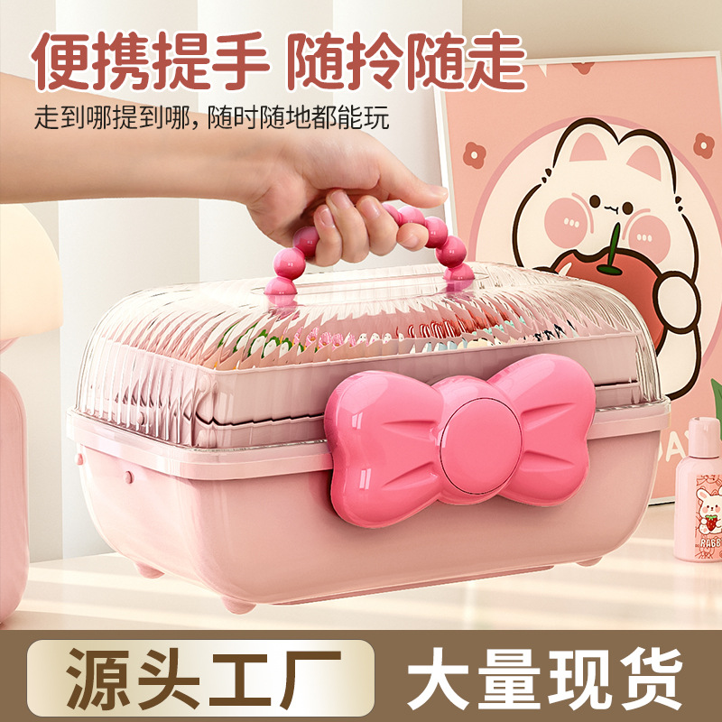 蝴蝶结发饰收纳盒可爱儿童发夹发卡首饰化妆品桌面防尘饰品收纳箱
