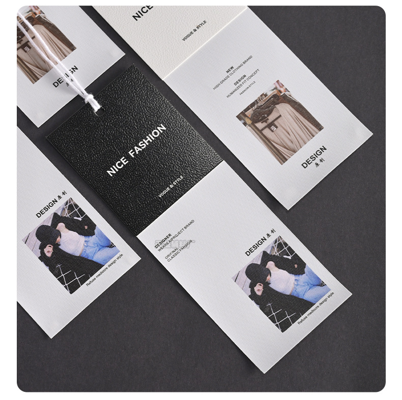 新款服装吊牌个性纹理挂牌厚胶带防撕吊卡设计定做商标通用标签详情14