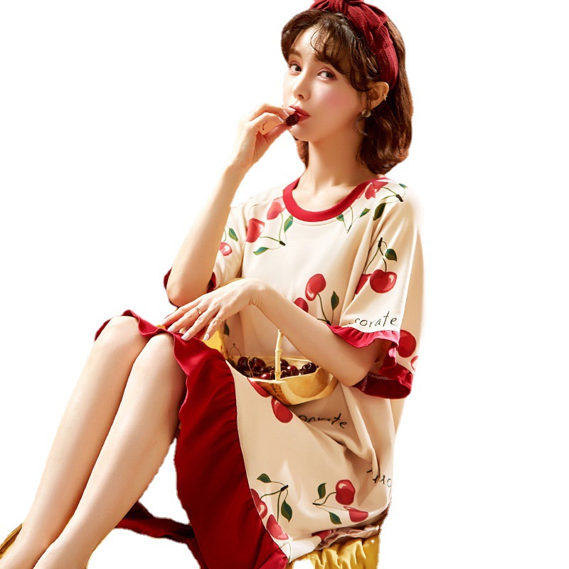 Summer women's pajamas, sexy halter sets, popular home wear for teenage girls, pure cotton nightgowns, silk-like silk Item Picture