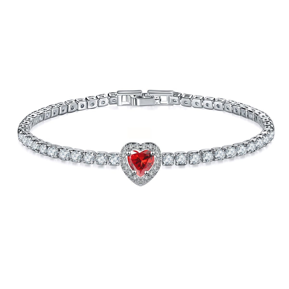 The heart-shaped full diamond bracelet of Kashi Jewelry is selling well during a live stream. It is a fashionable and luxurious cross-border creative micro-inlaid zircon jewelry from Europe and America details Picture