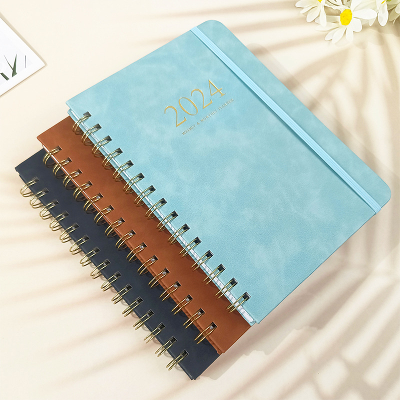 Amazon Weekly Planner Full English Calendar A5pu Notepad Notebook 2024 Coil Diary details Picture