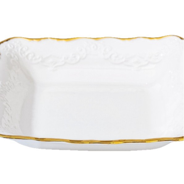 Wholesale of light luxury ceramic tableware sets, high-end gold-plated plates with gold edges Item Picture