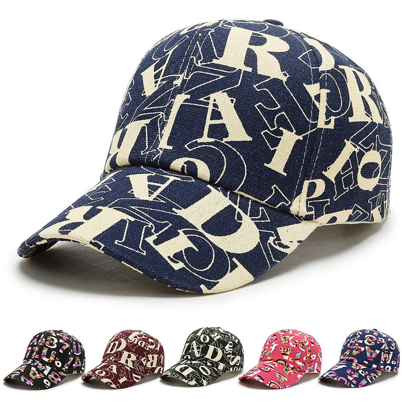 New Korean lettered baseball caps for both men and women, spring, summer and autumn outdoor sun protection caps, casual and trendy baseball caps
