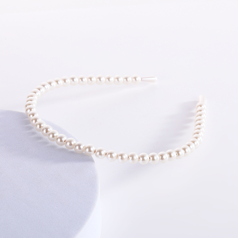 South Korea Ins New Simple Retro Pearl Alloy Headband Net Red Fresh Temperament Super Fairy Headband Headwear Specification drawing