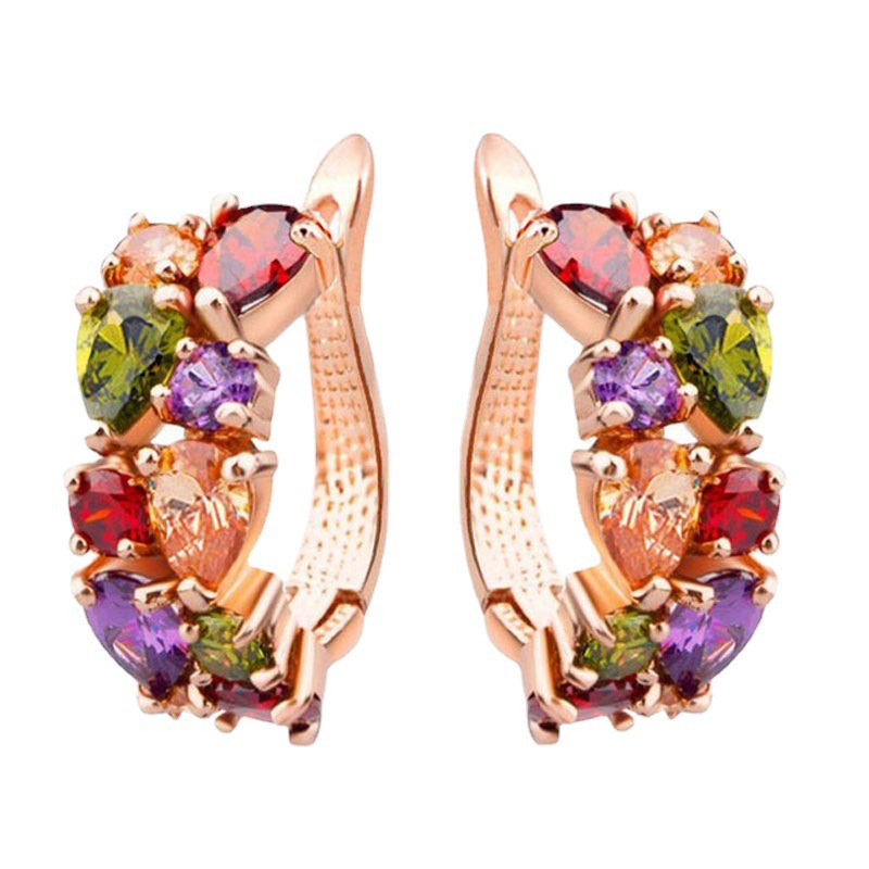 Mona Lisa earring, a best-selling crystal zircon fashion rose gold earring in Europe and America, zircon earrings, cross-border earrings Item Picture
