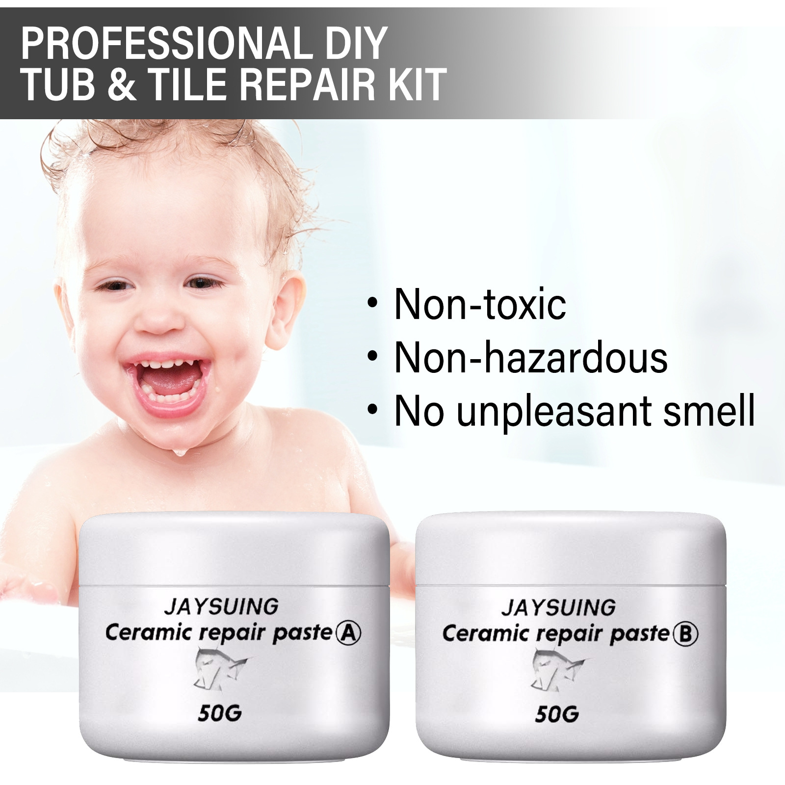 Jaysuing 瓷砖修补剂陶瓷膏马桶大理石坑釉面修补剂瓷砖胶粘合剂详情13