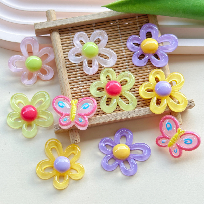 Hollow flower series resin diy jewelry accessories, phone cases, crocs, refrigerator patches, hair clips, hair accessory materials
