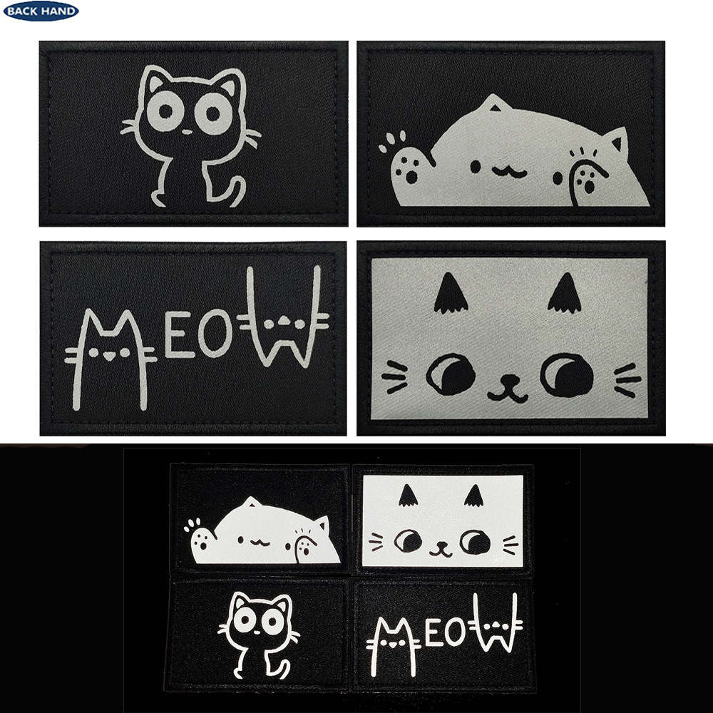 猫咪反光魔术贴徽章臂贴肩士气章衣服帽子背包高端DIY CAT配饰布
