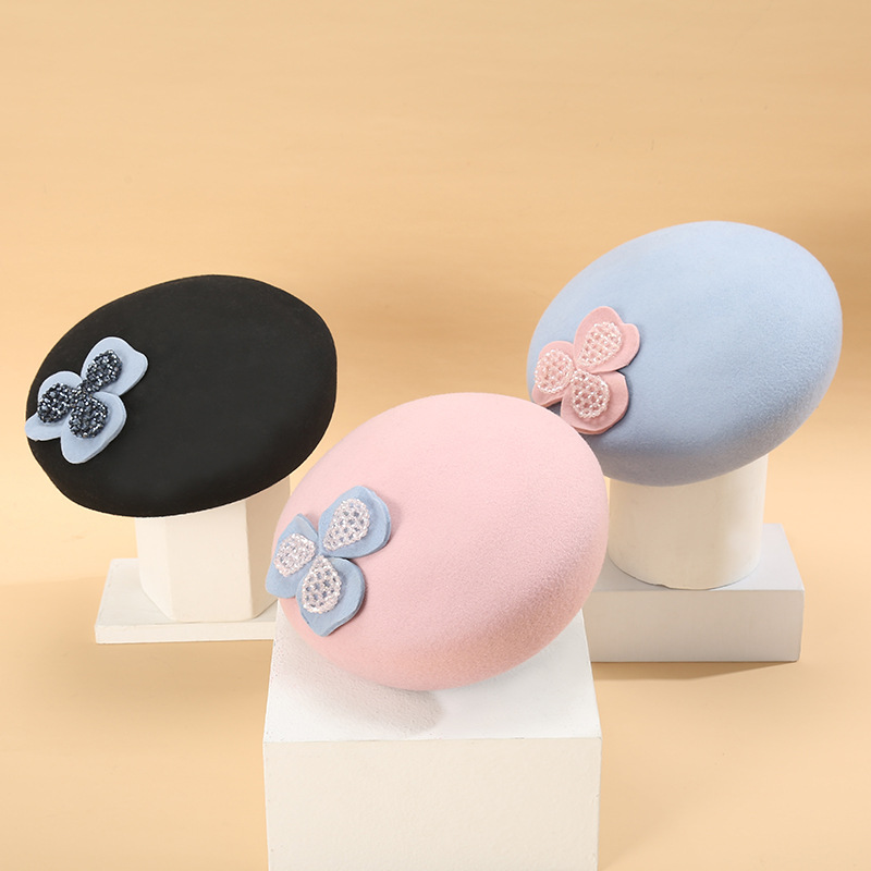 Japanese hat painter hat designer niche series fashion flower hat clover Macaron color beret