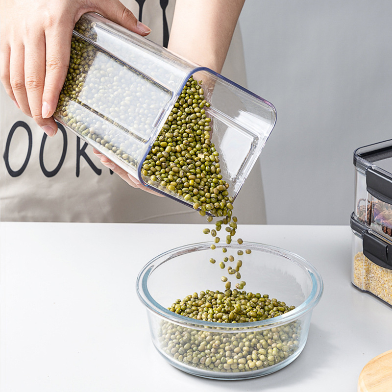 大容量五谷杂粮厨房密封罐子香料塑料方形零食储物罐家用防潮保鲜图