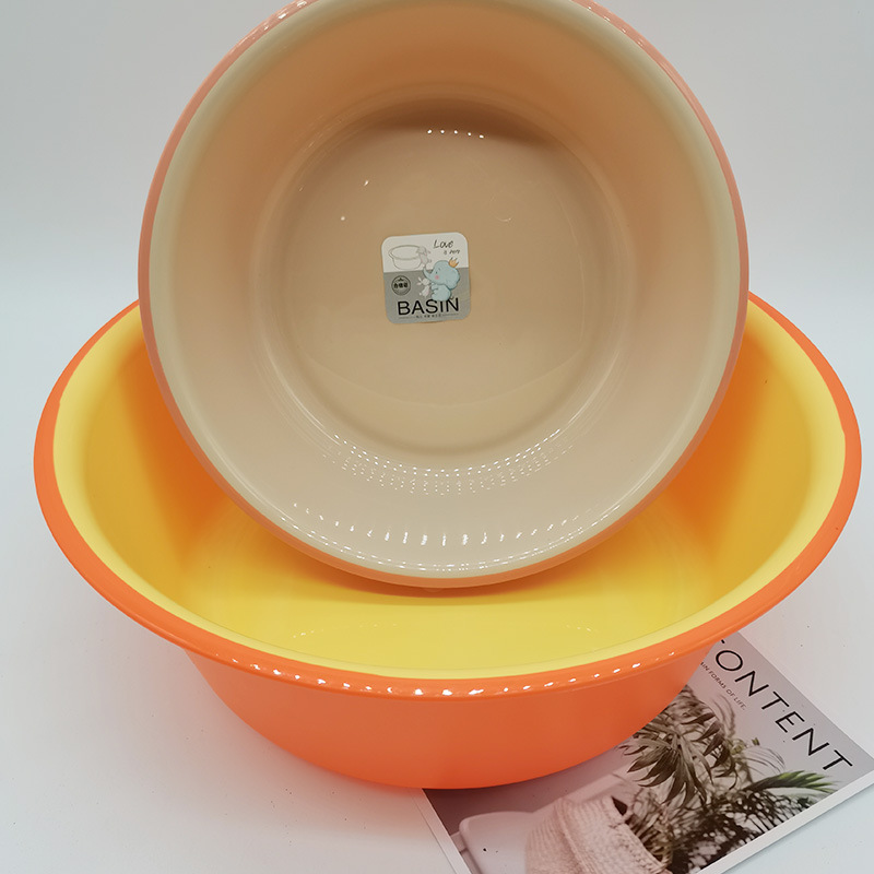 Two-color washbasin, thickened plastic washbasin, large household basin for washing vegetables and clothes, small basin for babies, washbasin for feet Specification image