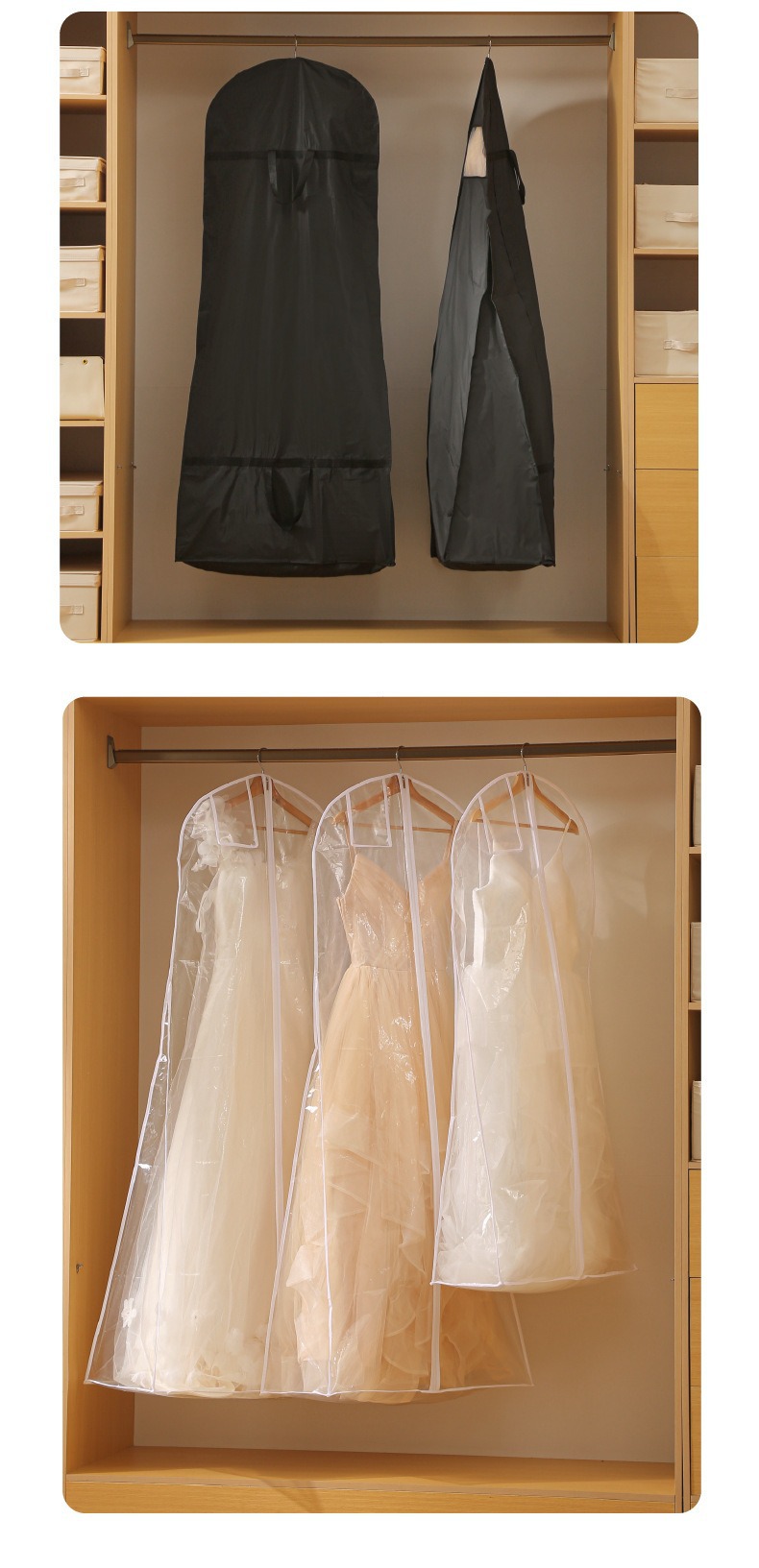 Home wardrobe, hanging coat, wedding dress, suit, dust-proof visual clothing three-dimensional storage, clothing bag dust-proof organization pic 43