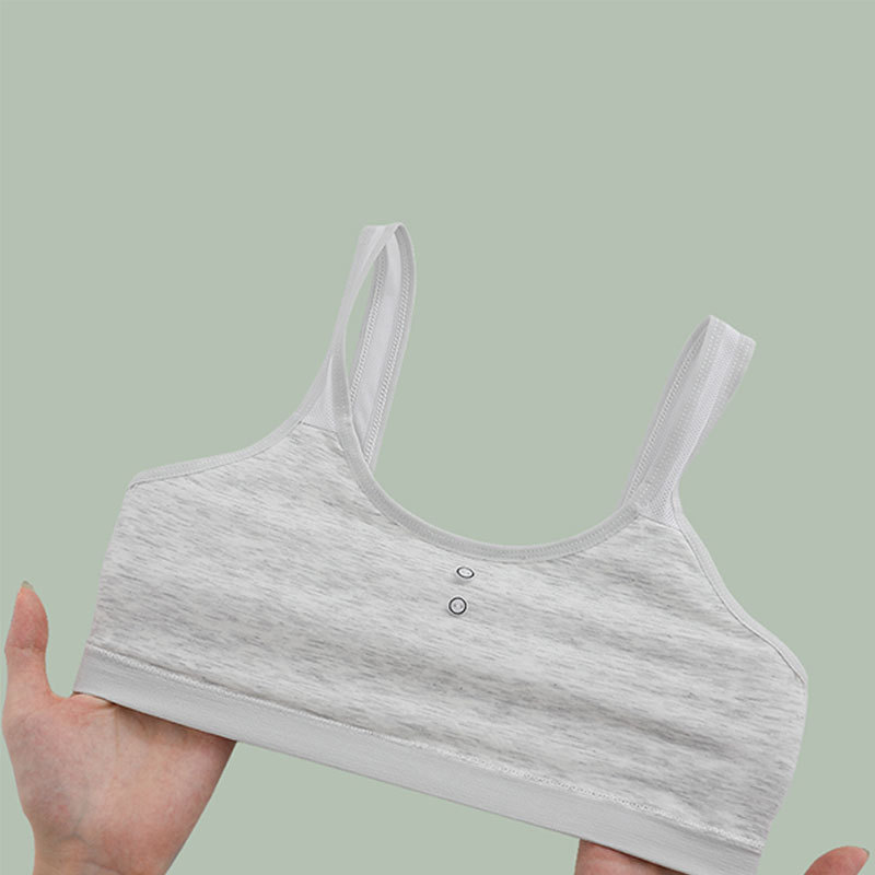 Simple girl's underwear pure cotton thin comfortable breathable fixed cotton pad anti-naked vest type student bra in stock details Picture