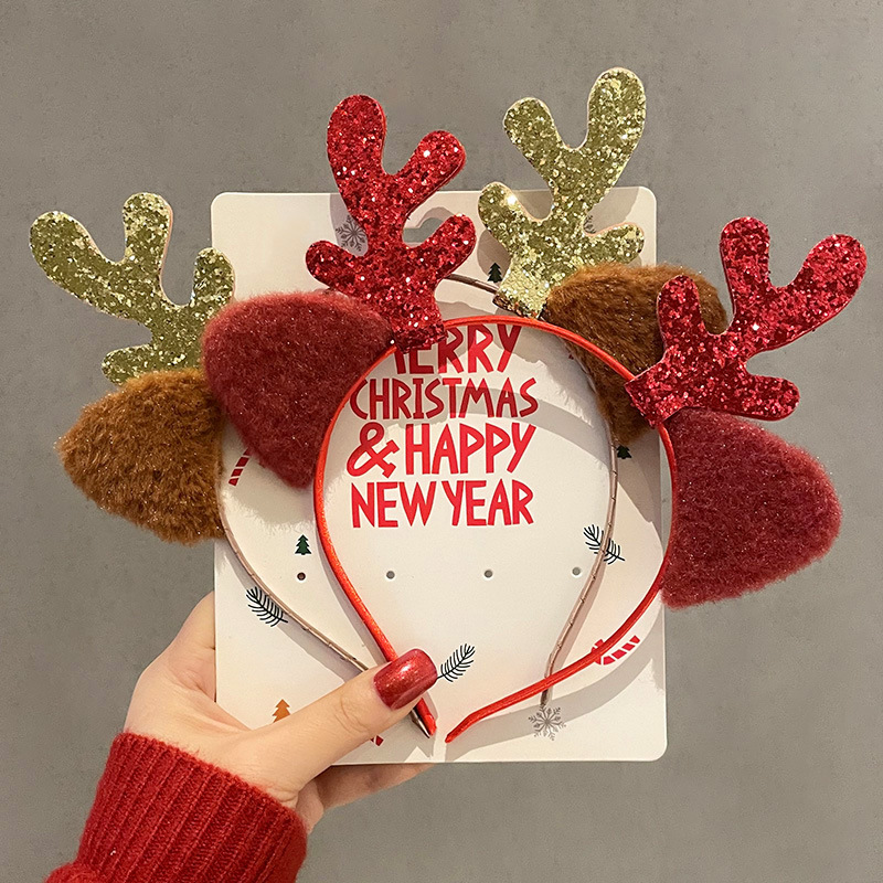 Christmas headbands Children's hair accessories Hair clips Holiday gifts Deer horn hair clips Party Dress up Headbands cos Headaccessories Application Scenario