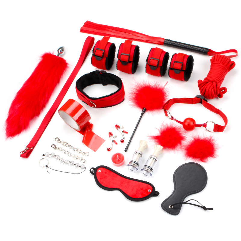 Adult sex toys webbing red 16-piece binding set sex toys Alternative sex toys Sex underwear details Picture