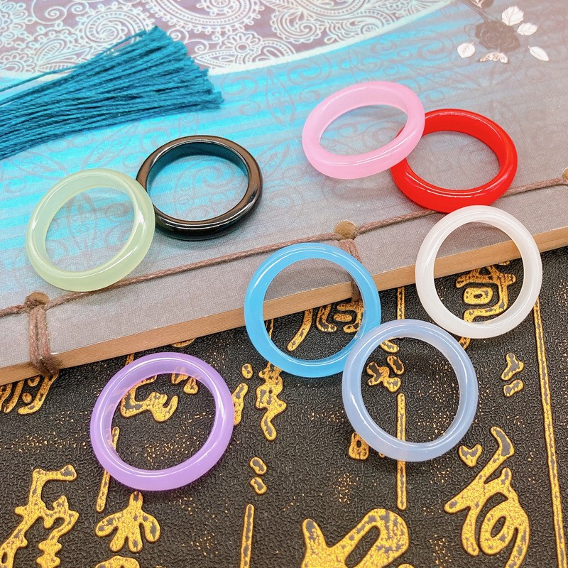 Resin imitation jade ring, running ring, circular ring, hand-twisted pendant, hanging piece, tassel accessory, diy material, jewelry, fashionable