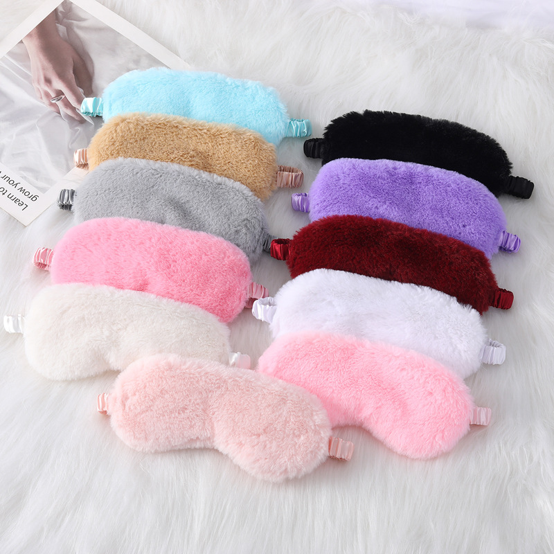 Imitation Rabbit Hair Eye Mask Shade Plush Eye Mask Breathable Skin Care Sleep Mask Cartoon Eye Mask Autumn And Winter Home Outdoor Light Shade Sleep Mask details Picture