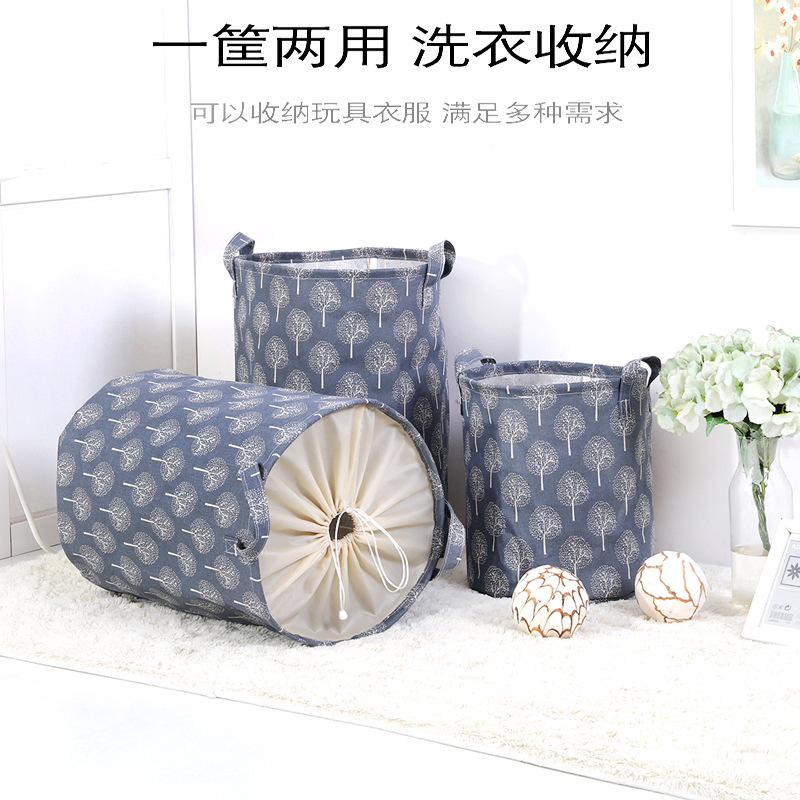 Cotton Linen Folding Laundry Basket Thickened Toy Storage Bucket Bathroom Laundry Basket Laundry Basket Dirty Clothes Storage Basket details Picture