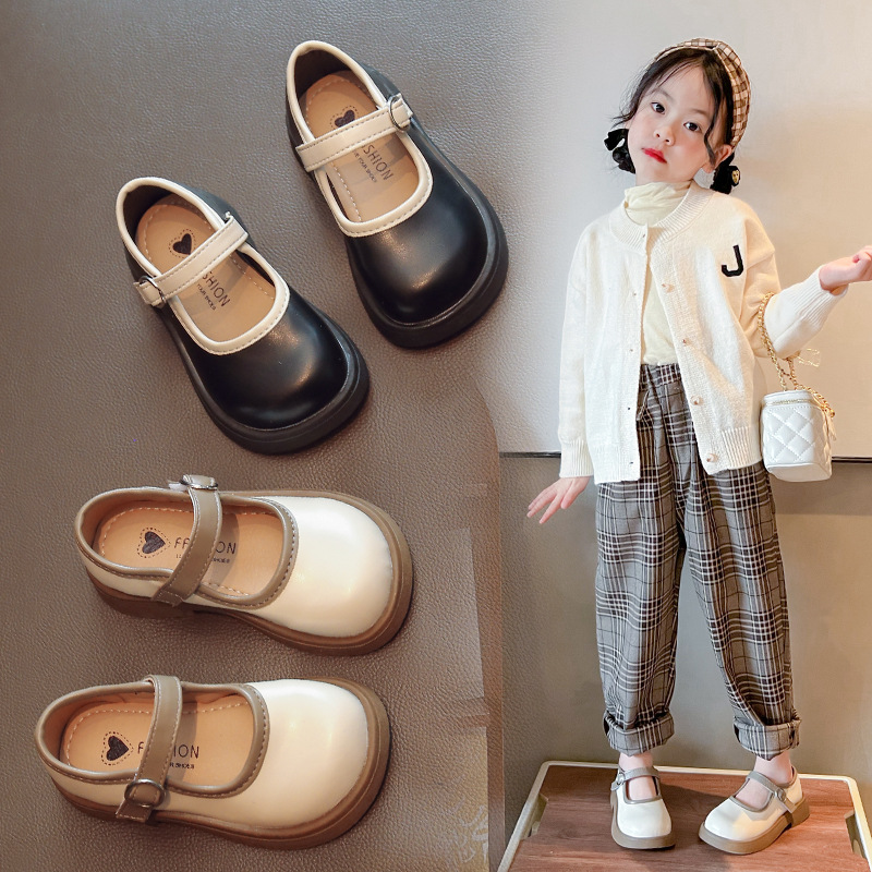 Girls' Leather Shoes Princess Shoes 2022 Autumn Black Soft Soled Girls Single Shoes Children's Small Leather Shoes Elementary School Performance Shoes Specification drawing