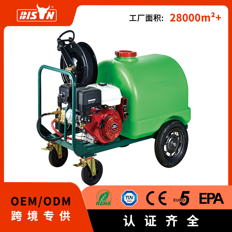 柏森带桶超高压工业清洗机汽油柴油商用高压清洗机 高压洗车机