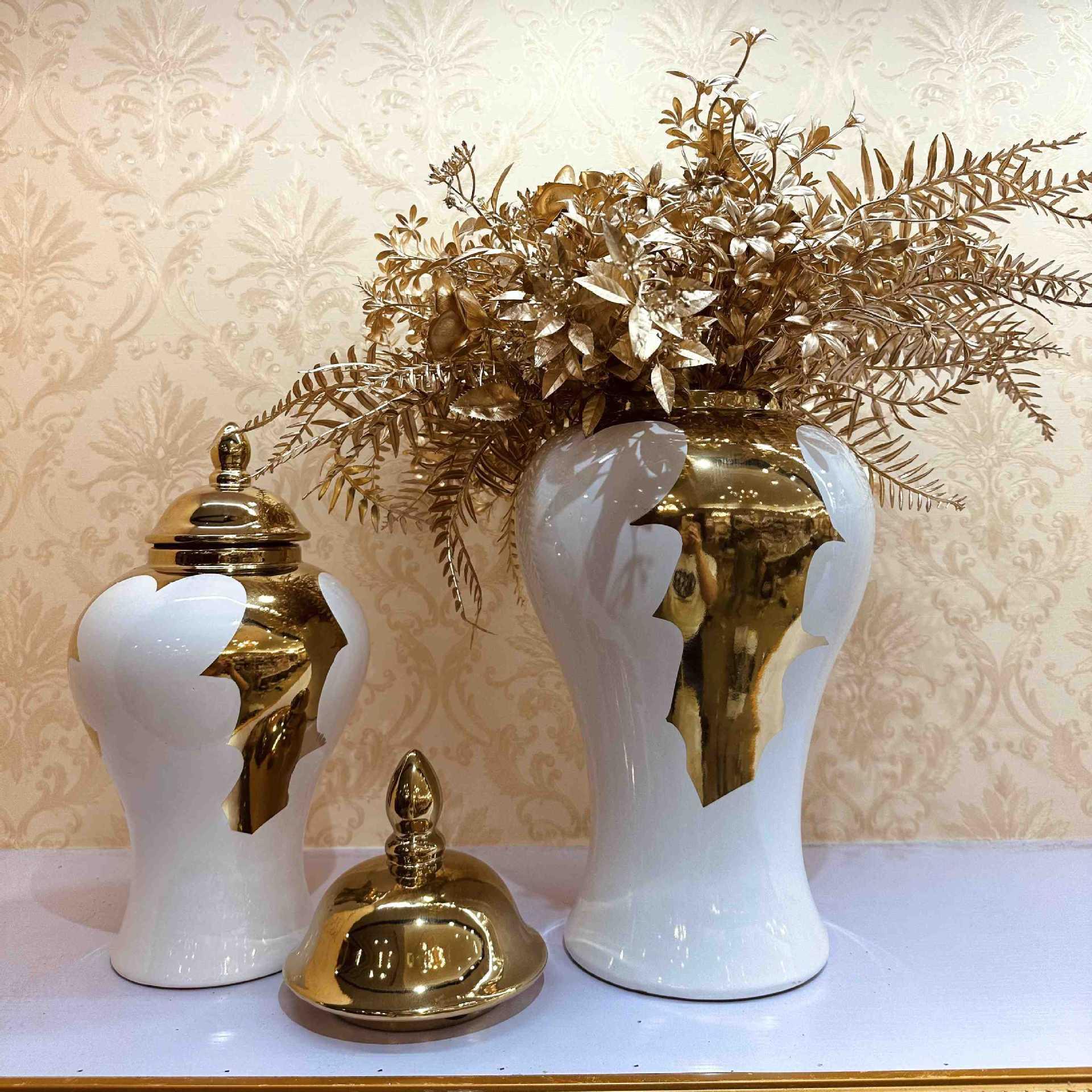 Light luxury new Chinese General bottle decoration New ceramic vase decoration living room Creative entrance TV cabinet table Nordic style decoration General jar Specification drawing