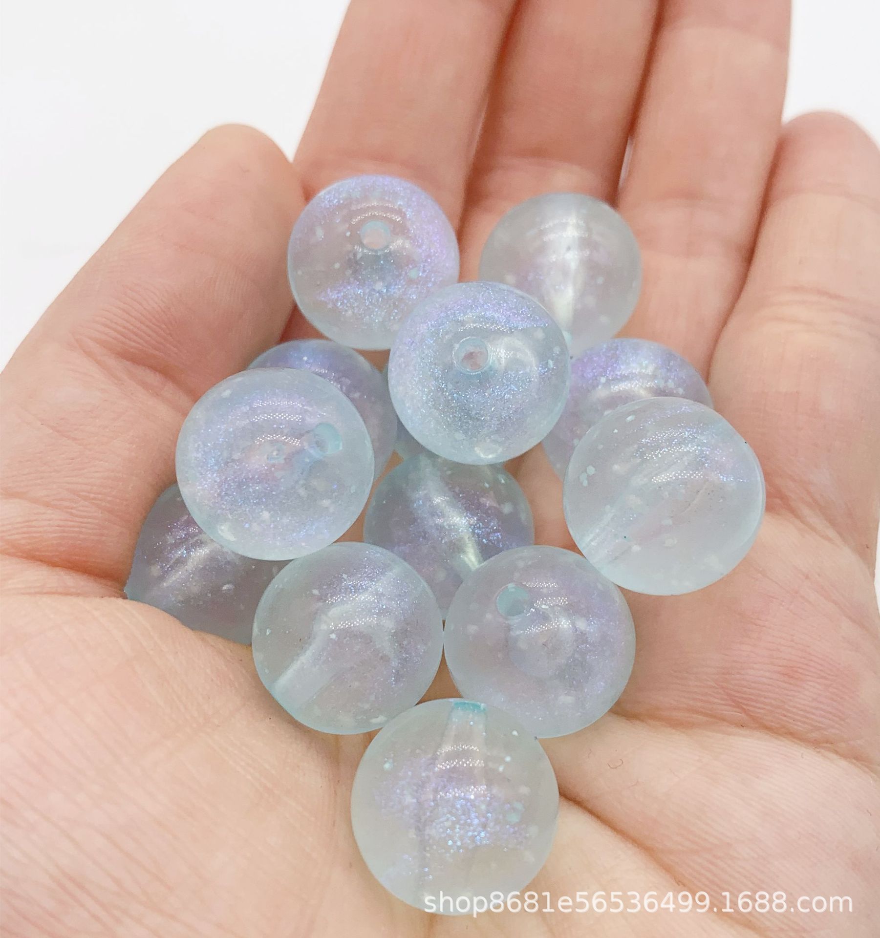 Cuentas de acrílico mermaid himeji flasheo fino brillo luminoso cielo estrellado cuentas redondas agujeros rectos diy handmade teléfono móvil bolsa de cadena cadena de perlas Specification image