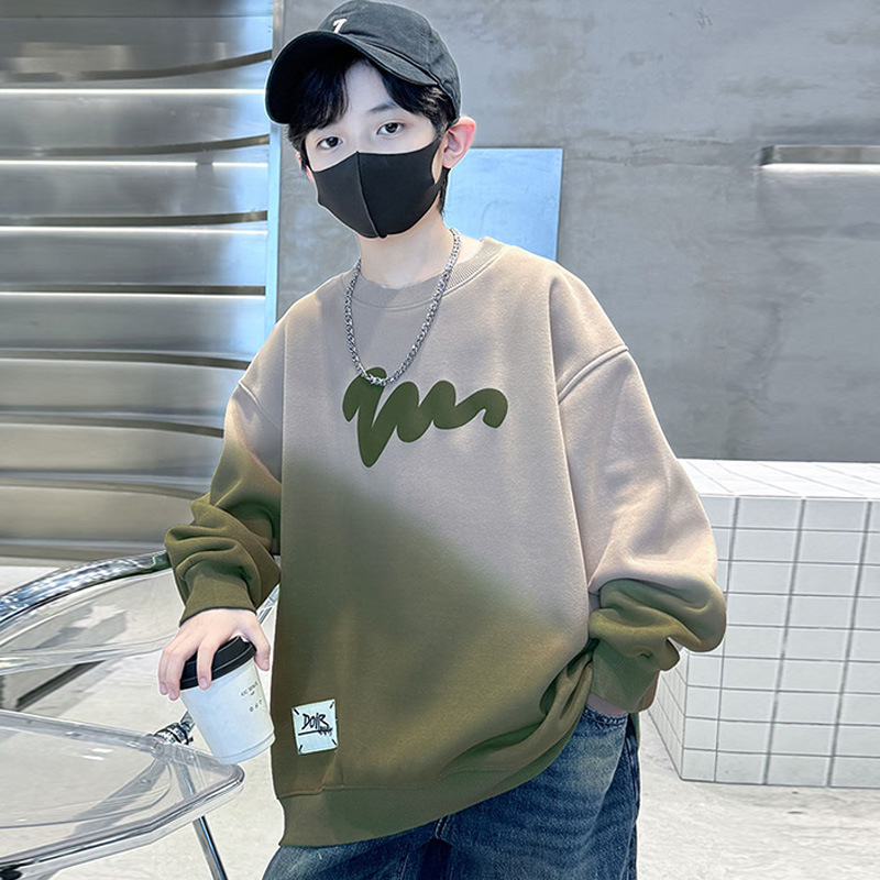 男童卫衣长袖秋装扎染新款字母印花学生帅气中大童春秋季上衣男孩