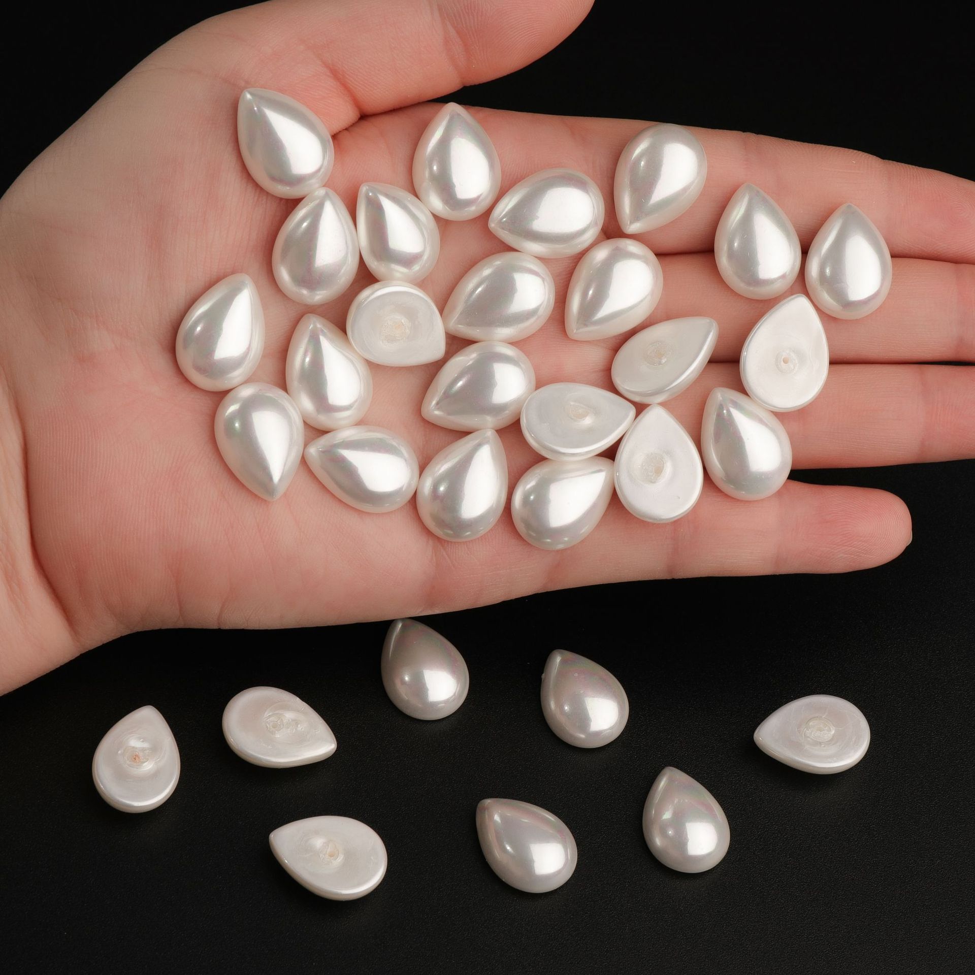 厂家直供大量贝壳珍珠 水滴半面贝珠 DIY饰品 扣子 配件 散珠批发