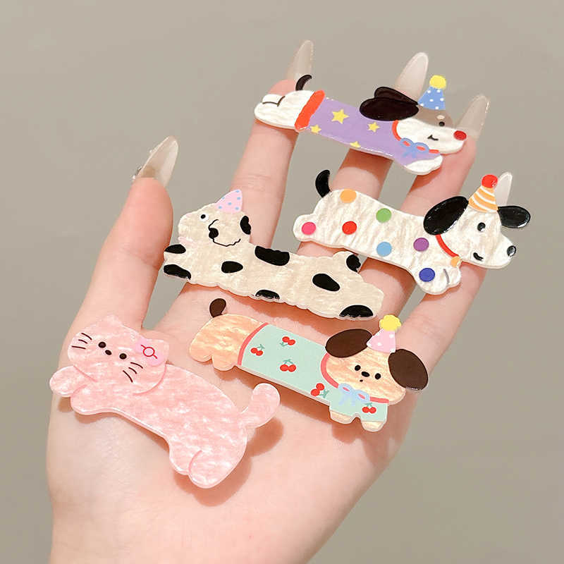Cute and fun dog hairpin for girls 2025 New style side clip bangs clip cartoon sausage dog hairpin headwear Specification image