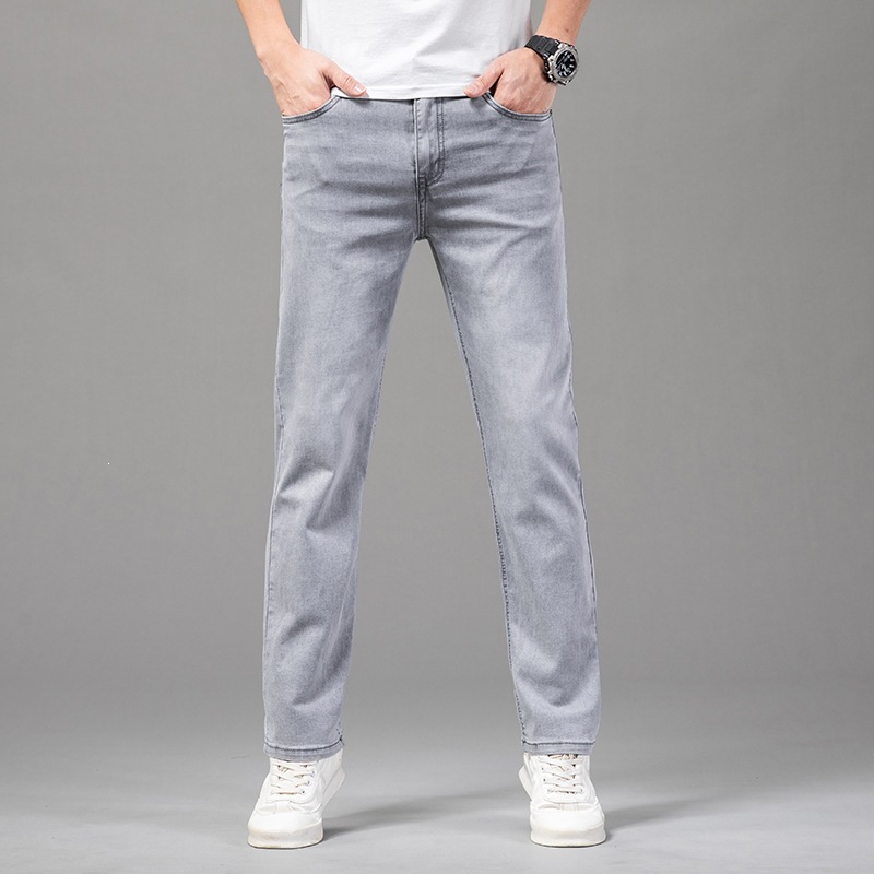 Summer thin jeans for men, straight-leg loose, spring and autumn stretch casual long pants (available for dropshipping) for men