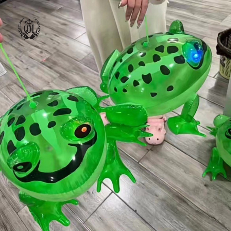 Frog toy spot second hair bouncy inflatable eyes will light up children with elastic rope stall new generation hair