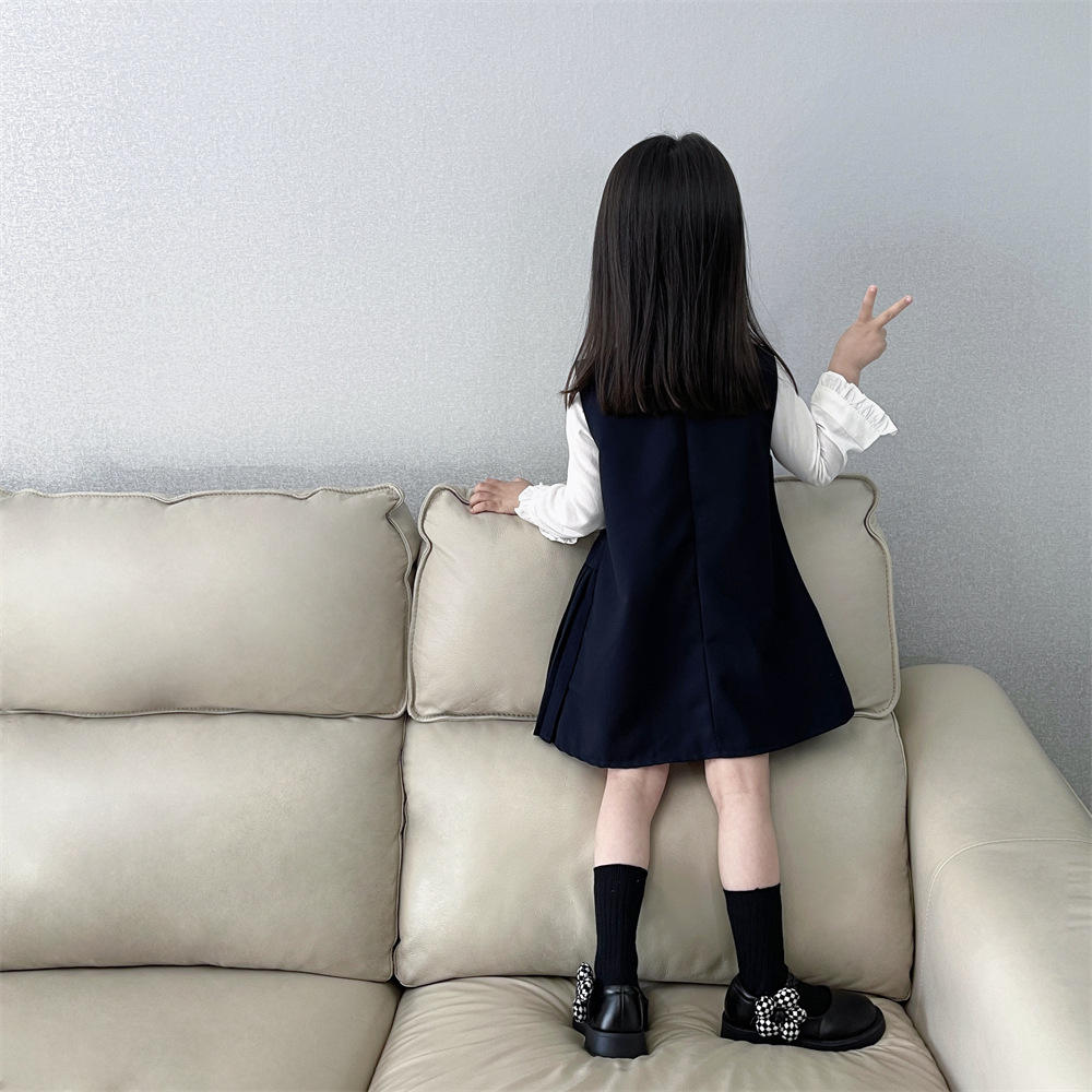 2024 Autumn New Children's Dress Girls' College Style Dress Korean Version Of Children's Foreign Style Shirt Skirt Two-Piece Set Item Picture