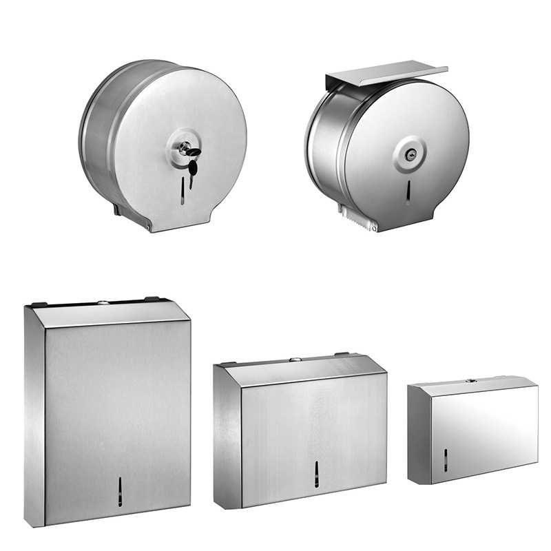 Shuobang Stainless Steel Large Roll Paper Box Toilet Paper Box With Mobile Phone Rack Hotel Public Toilet Project Best-Selling