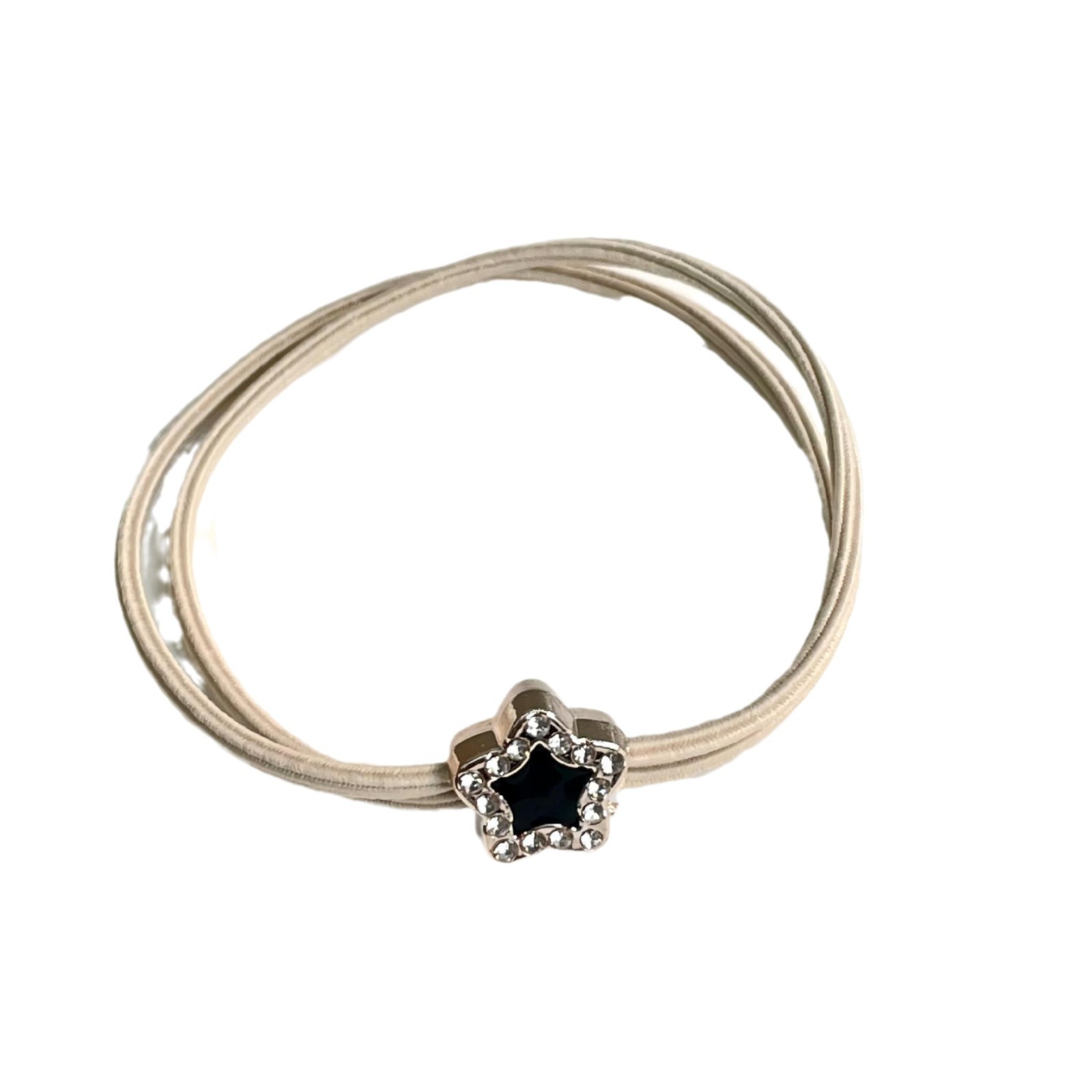 The new five-pointed star bow hair tie has a cold style, a simple metal hair band, and a delicate leather band for tying hair, exuding a sense of luxury Item Picture