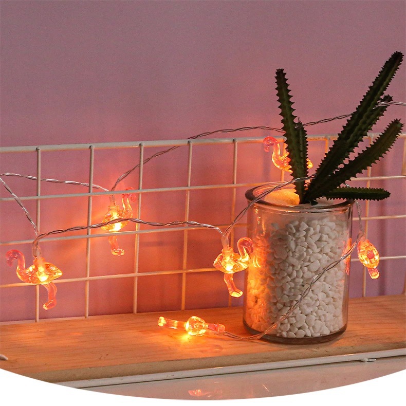 led pink flamingo string, battery box, flash decoration, fairy tale string, party, birthday, wedding, garden decoration Specification image