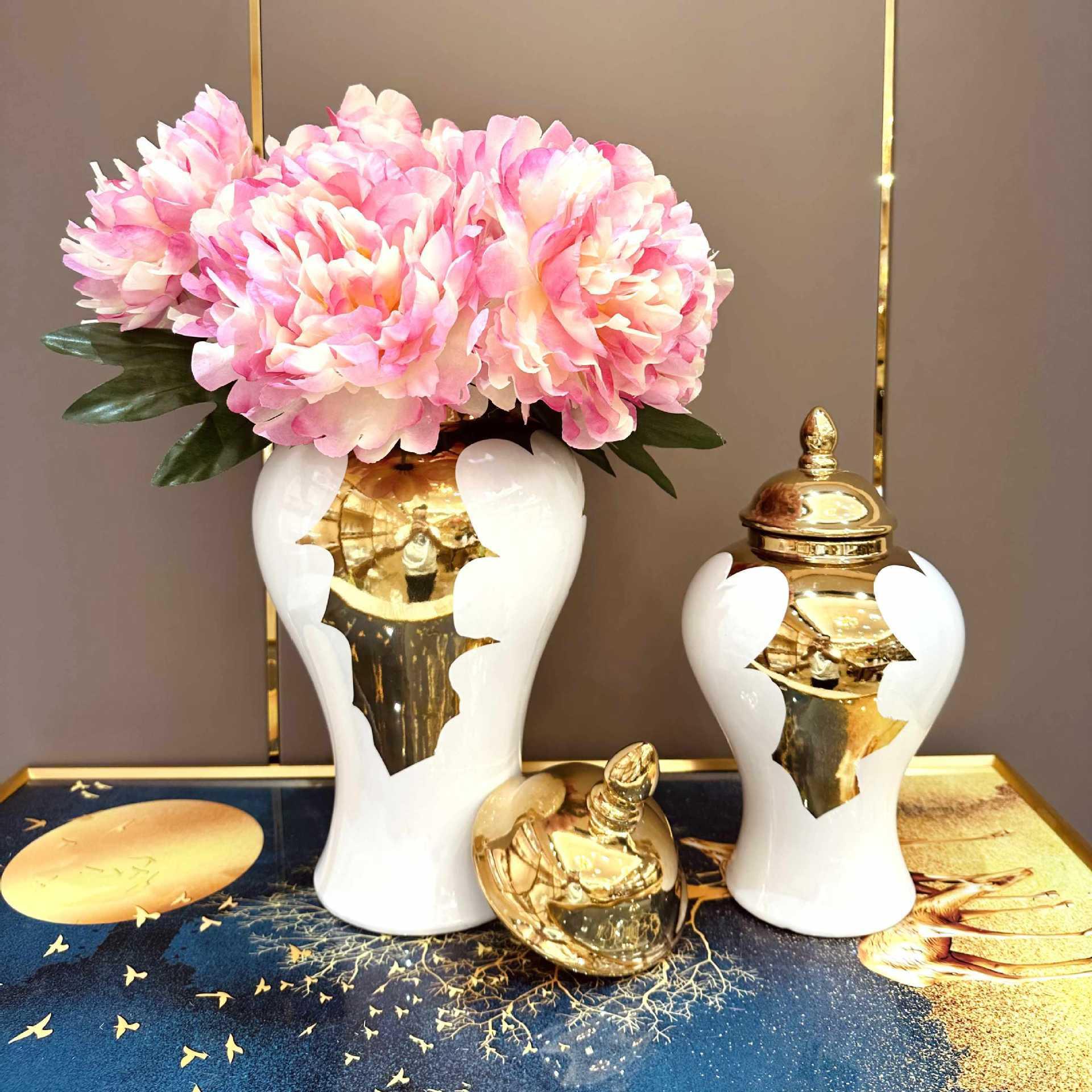 Light luxury new Chinese General bottle decoration New ceramic vase decoration living room Creative entrance TV cabinet table Nordic style decoration General jar full figure
