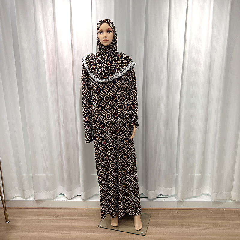Large Size Women's Clothing New Muslim Spring And Autumn Long Sleeves Simple Loose Leisure Long Headscarf Cover Specification drawing