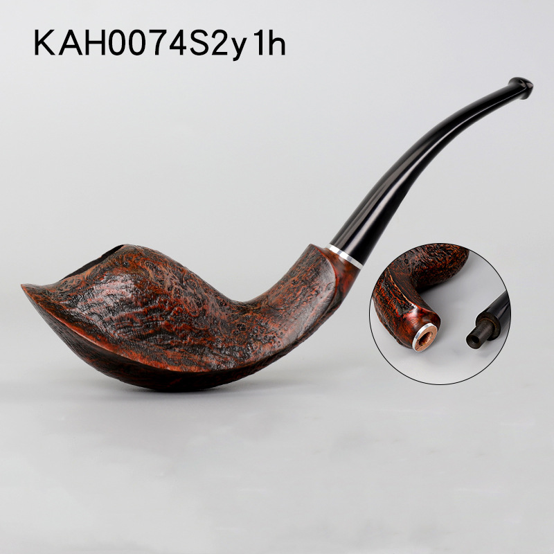 木香手工实木烟斗木质烟斗硫化橡胶烟嘴麻面喷砂自由式石楠木烟斗