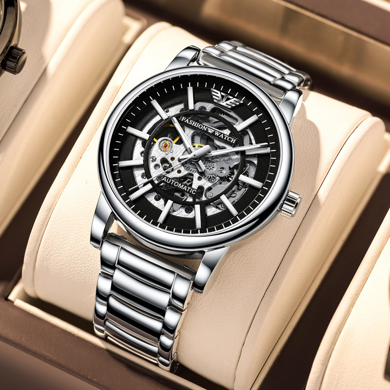 瑞士品牌爆款黑武士全自动机械表防水夜光手表男直播外贸一件代发