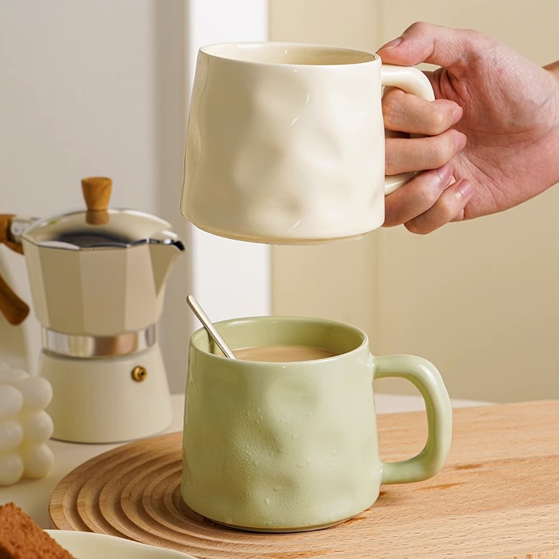 Hand-molded cream-style series mugs, large-capacity solid-color ceramic water cups for home use, and creative coffee cups with high appearance standards Specification image