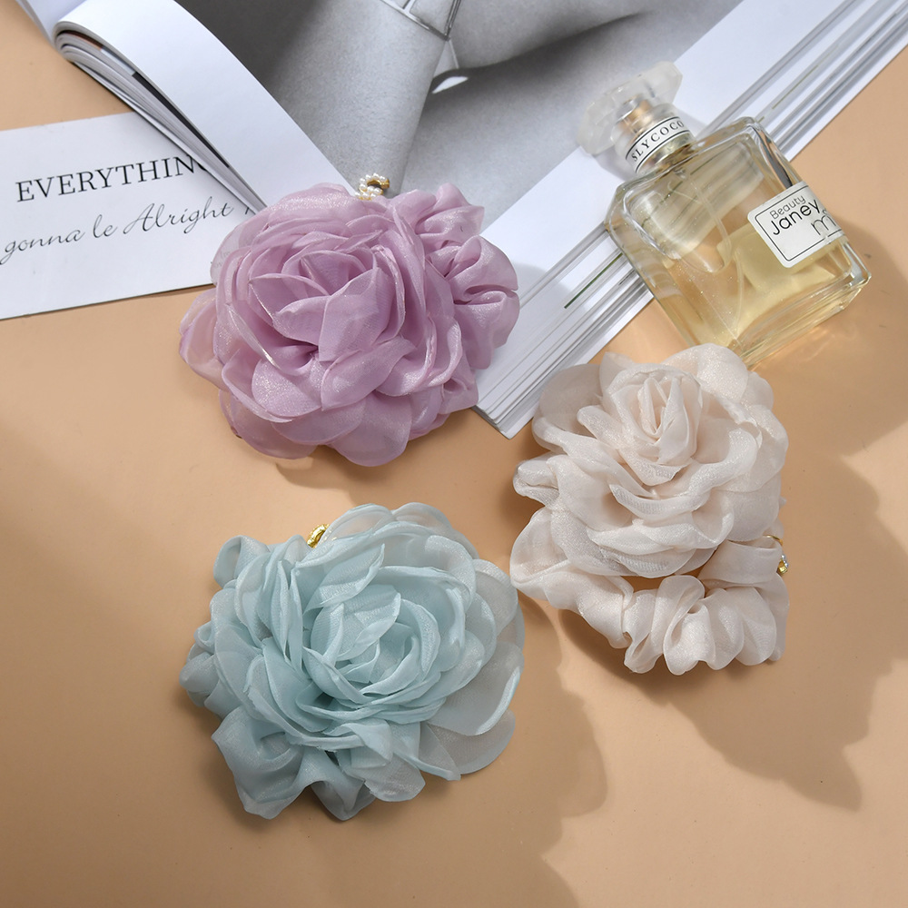 新款温柔纯欲风低饱和色玫瑰花系列发圈新款马尾发绳花朵头绳发饰