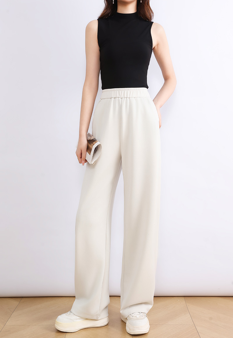 Modal Air Layer straight-leg pants for women in the autumn of 2025, four-sided elastic, smooth, waist-wide, wide-leg, slightly curved banana pants pic 46