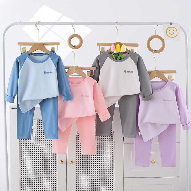 无骨儿童睡衣套装纯棉春秋季女童男童莱卡棉宝宝内衣秋衣秋裤套装