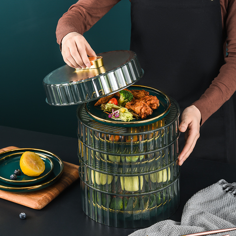 家用多层保温菜罩可叠加防串味透明食物罩剩菜剩饭防苍蝇菜盖子